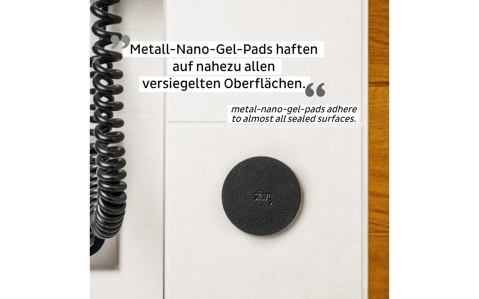 Silwy SPOT  Magnet-Haken inkl. Metall-Pad SUPERSTRONG BLACK