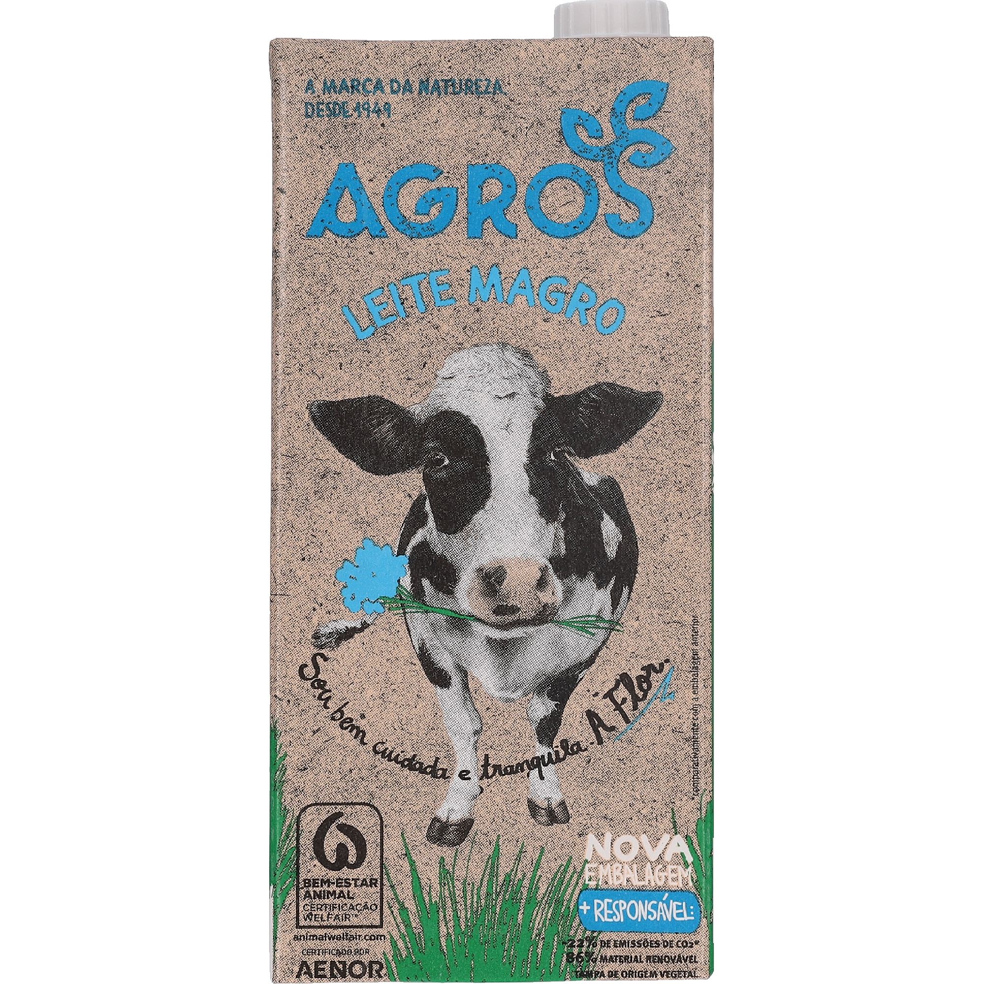 LEITE AGROS UHT MAGRO 1L