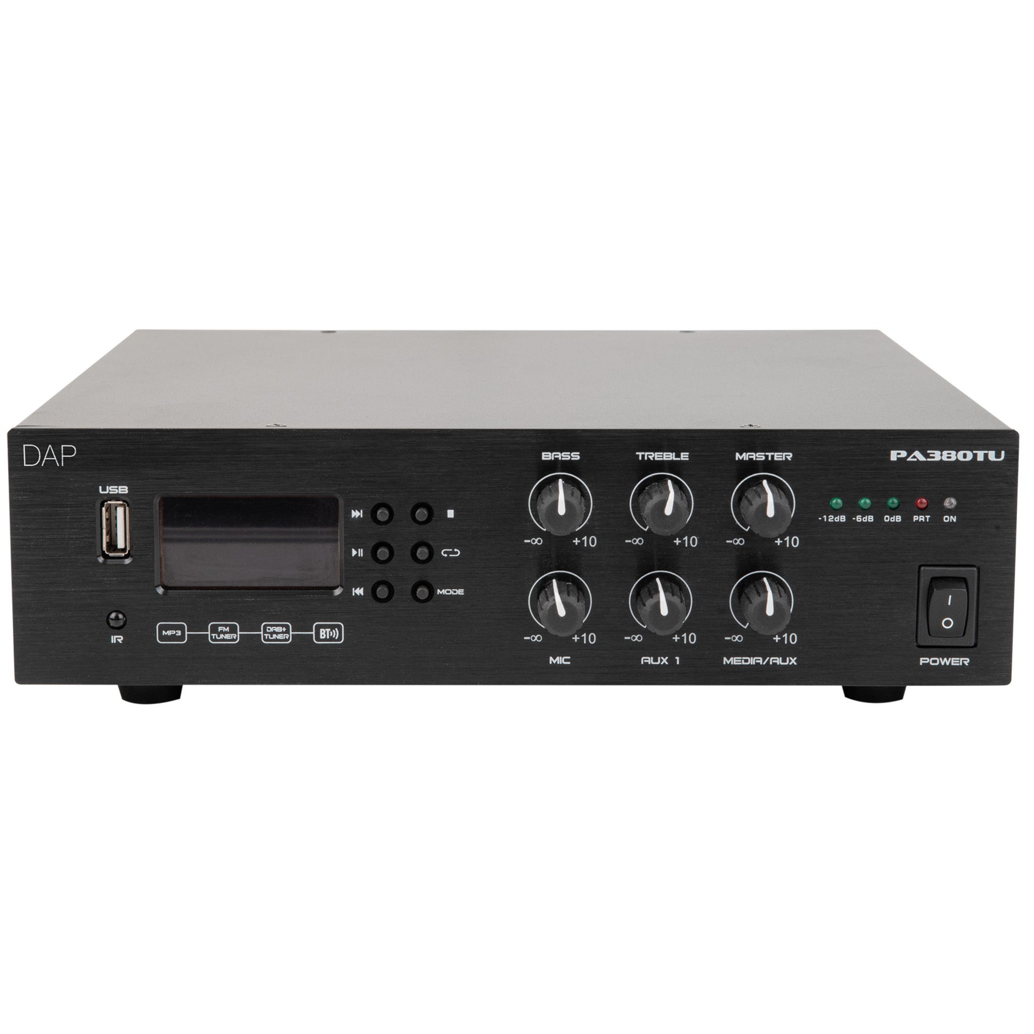 DAP PA-380TU 100V versterker & mediaspeler met DAB+ en bluetooth, 80 Watt