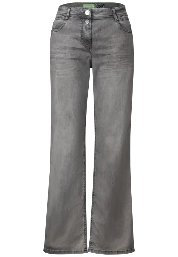 Graue Loose Fit Jeans - light grey stone wash