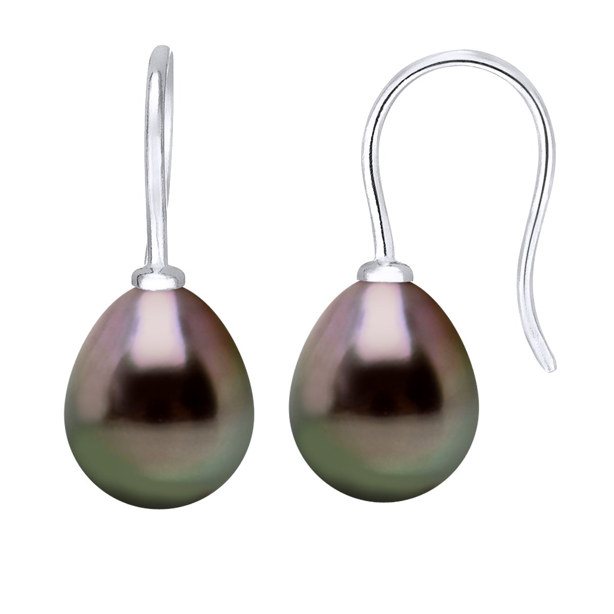 STELLA - Boucles d'Oreilles Perles de Tahiti 8-9 mm Or Blanc