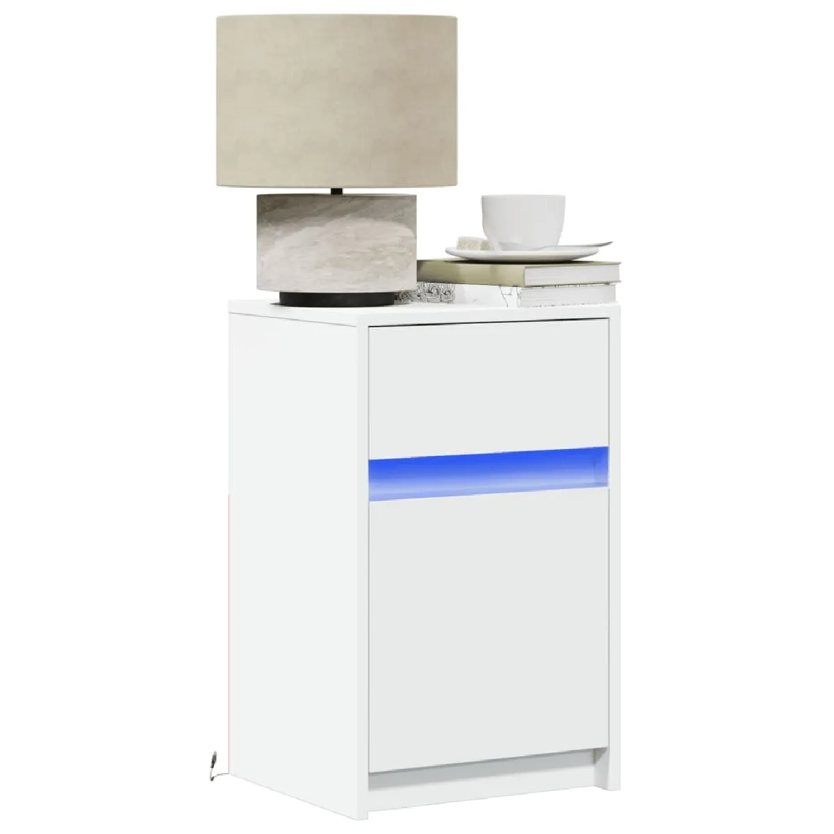 vidaXL Armoire de chevet avec LED - Blanc