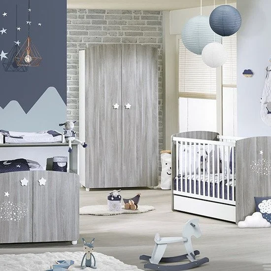 Hugo armoire 2 portes   Gris / Blanc        de               Sauthon Baby's Sweet Home