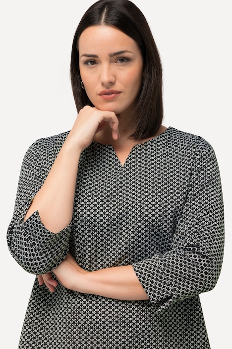 Sweatshirt, Jacquardmuster, Tunika-Ausschnitt, 3/4-Arm