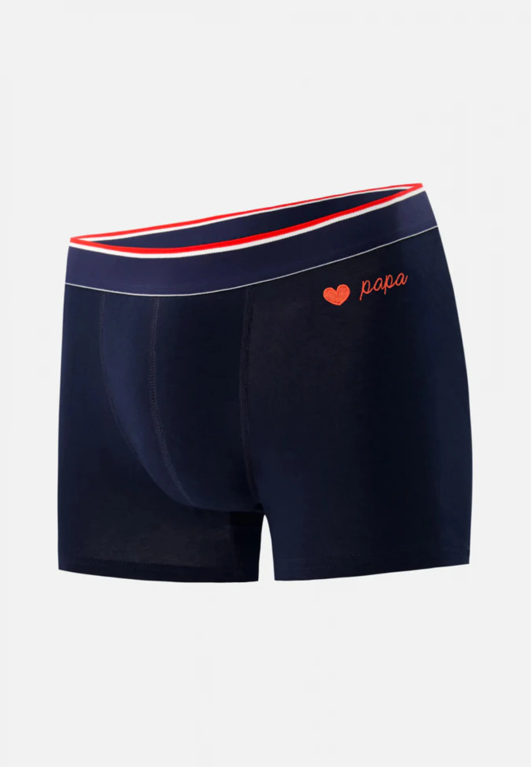 Boxer en coton brodé-Marius Marine Cœur Papa