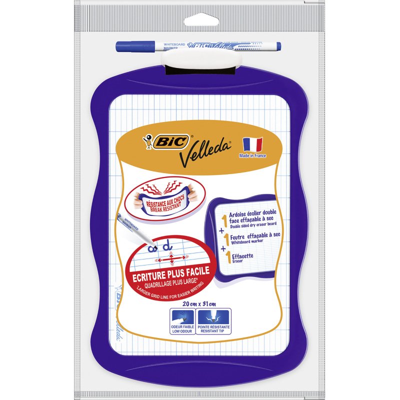 Ardoise ergonomique Bic Velleda effaçable à sec 21 x 31 cm