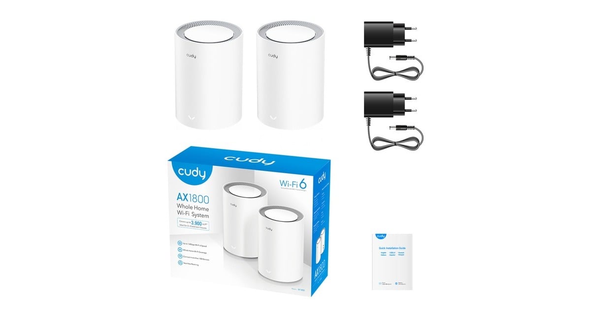 CudyAX1800 Gigabit Mesh Wi-Fi 6 System (2-Pack) mesh router  (Wit)
