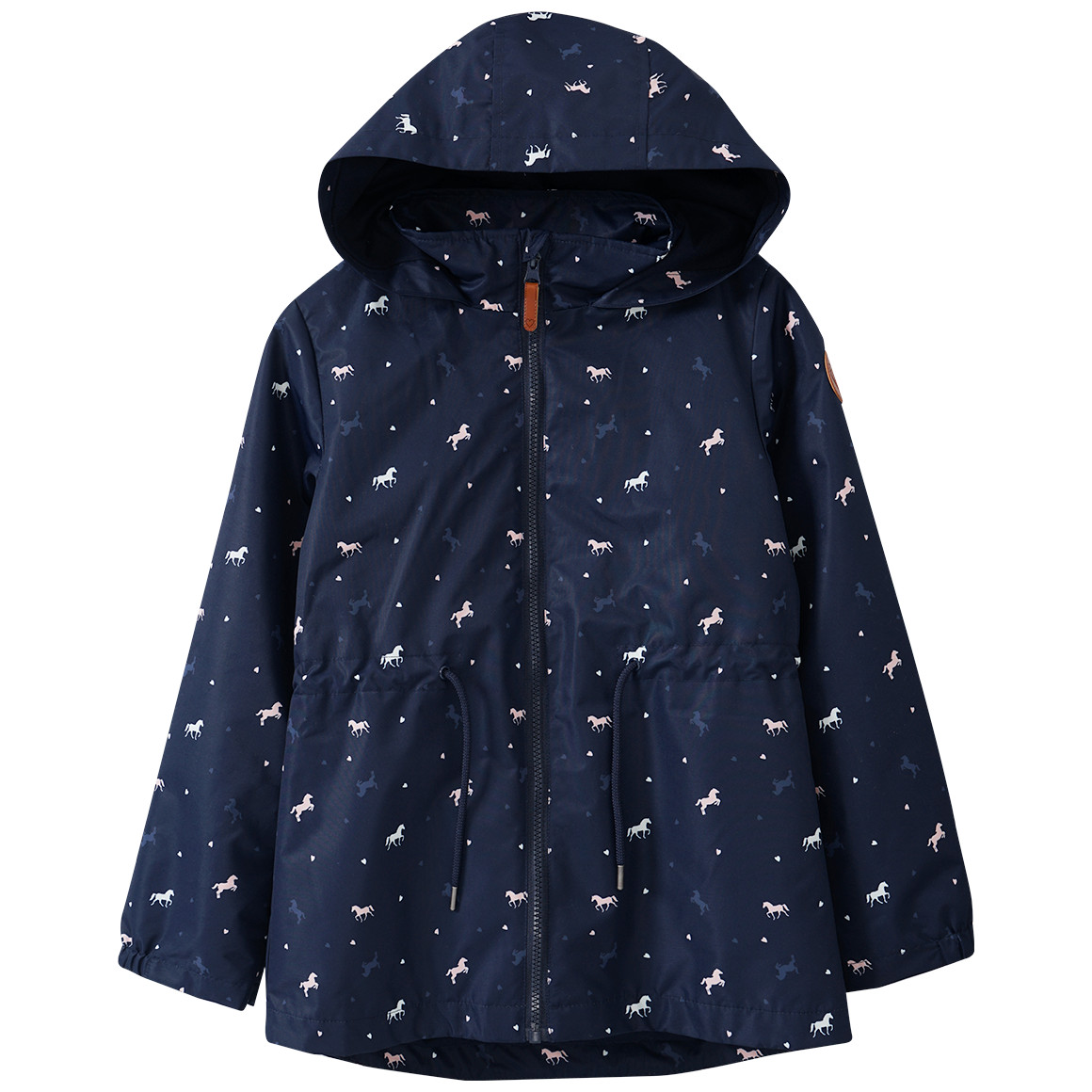 Yigga Mädchen 3-in-1 Jacke mit Pferde-Allover dunkelblau / apricot