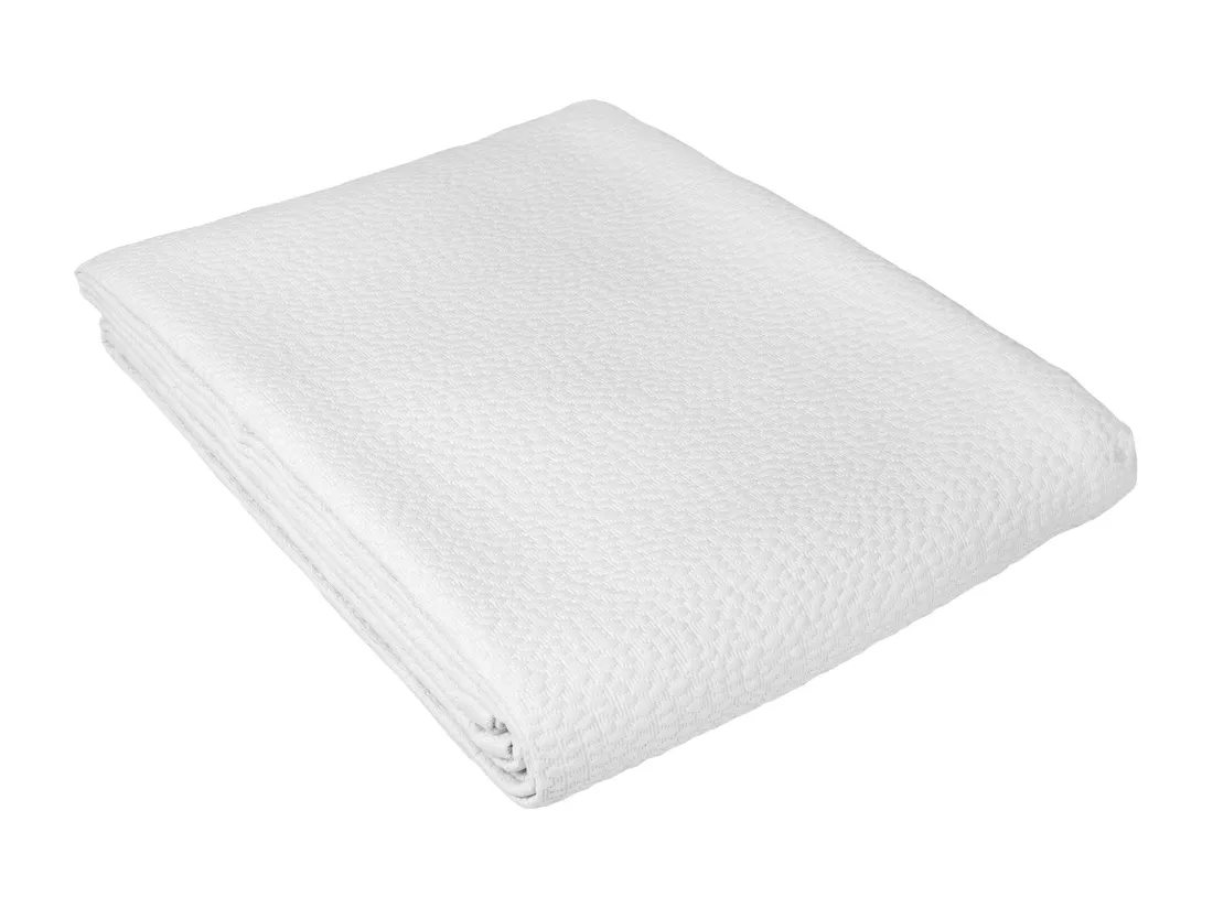 Dessus de lit Jacquard 230x250 cm CAMARGUE coton et polyester blanc