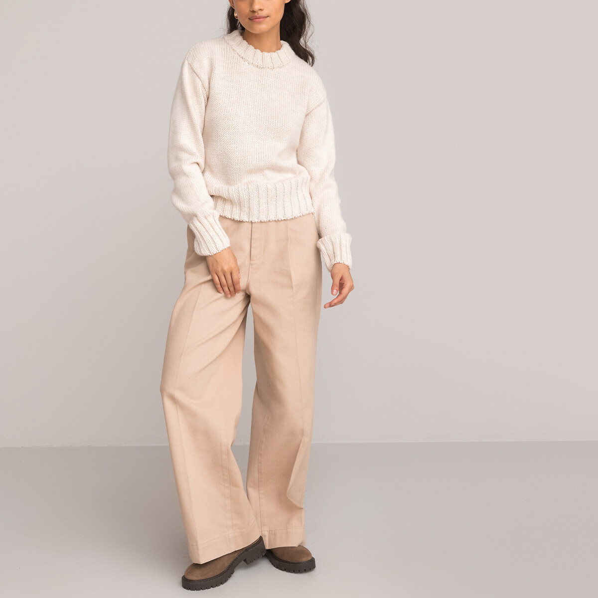 COLEÇÕES LA REDOUTE<br>Suéter de gola redonda, tricô grosso