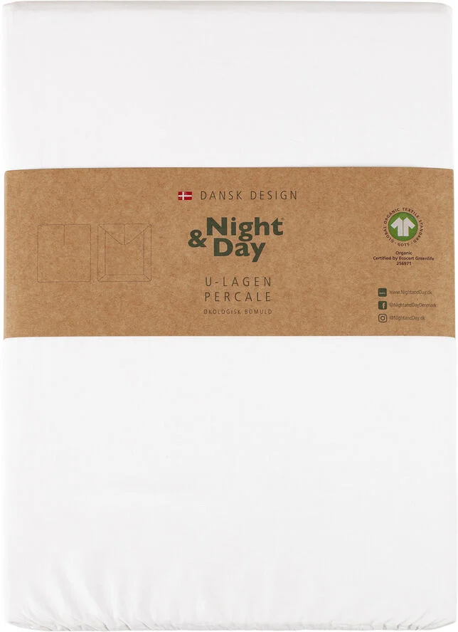 Night & Day Økologisk U-split lagen, percale - GOTS, hvid Hvid