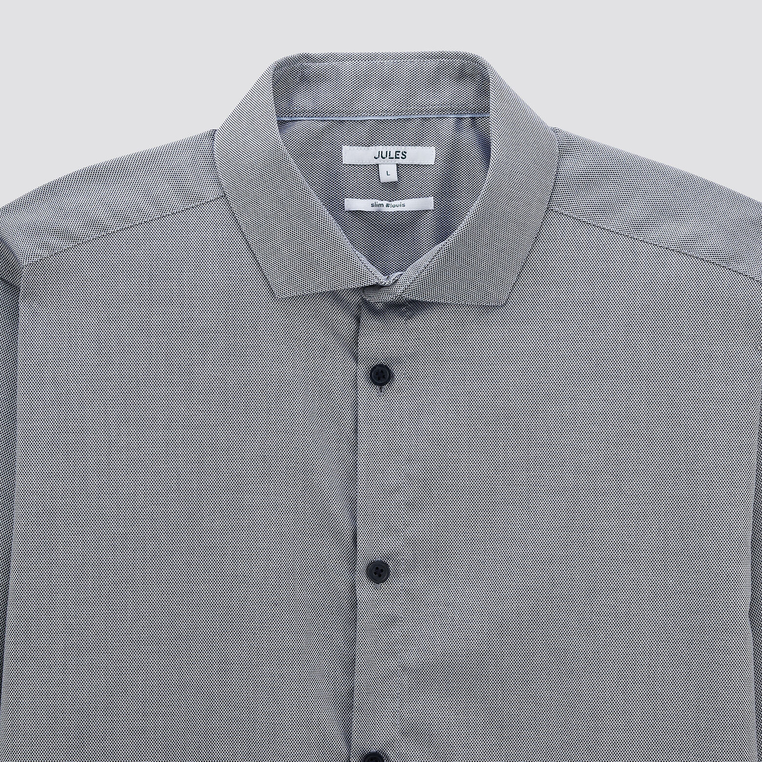 Chemise slim sans repassage unie coton Bleu Marine