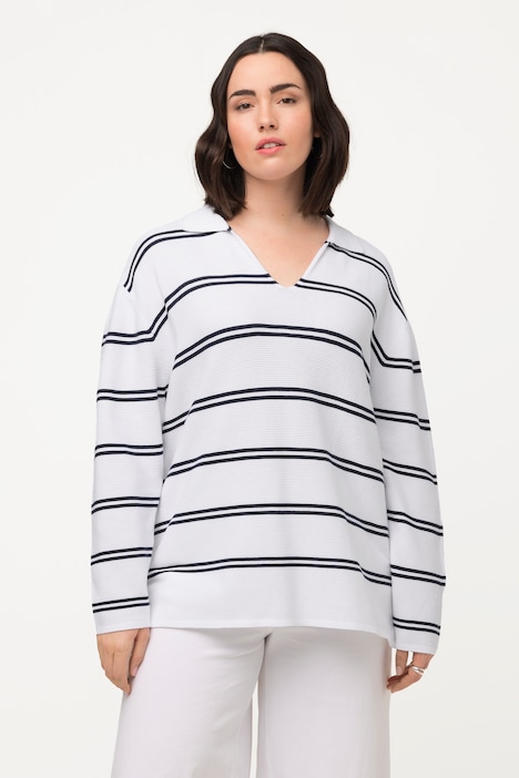 Pullover, Ringel, Kragen, V-Ausschnitt, Langarm
