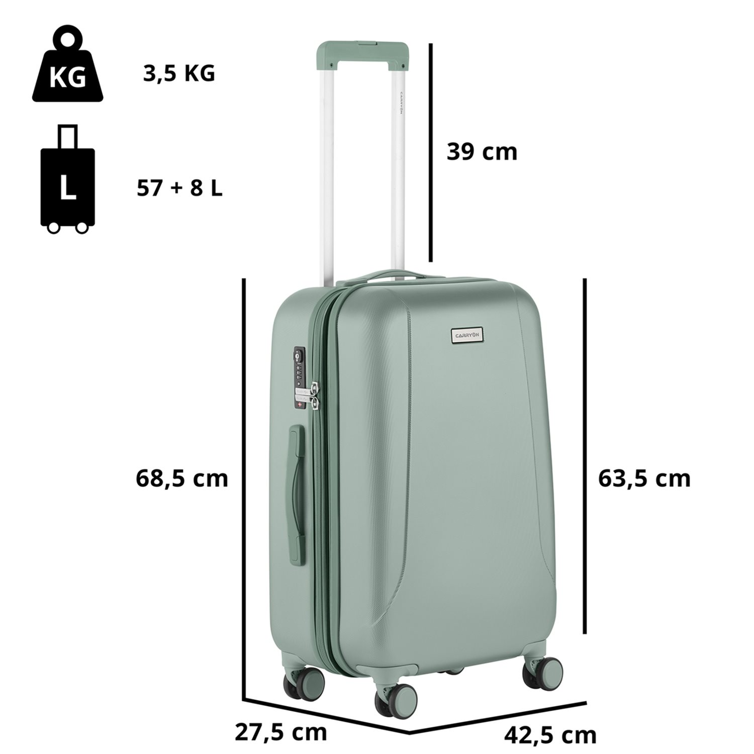 CarryOn Skyhopper 4 Wiel Trolley 68 Expandable olive