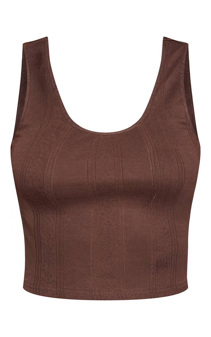 Chocolat Haut De Pyjama Débardeur Pointelle