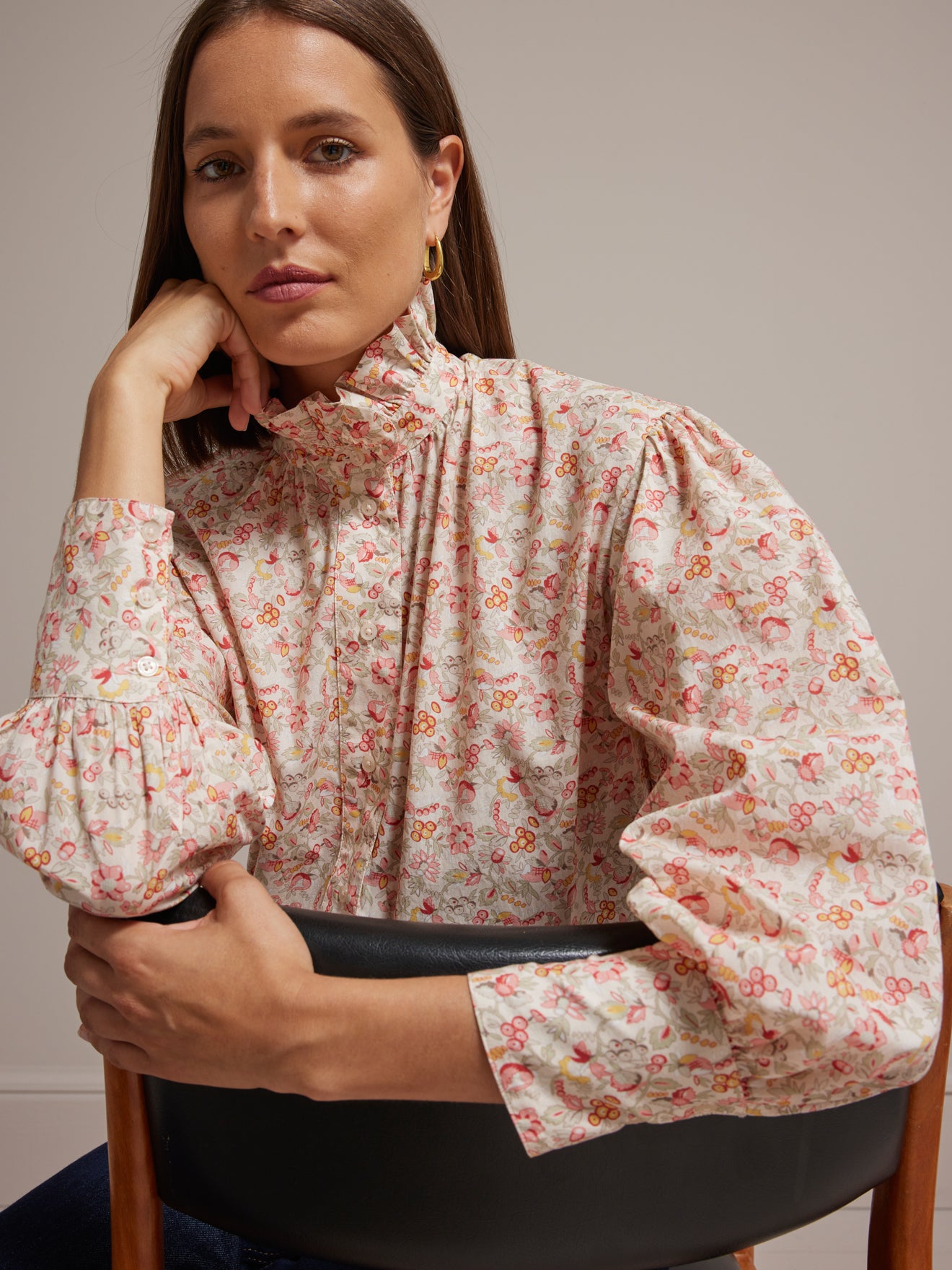 Chemise col froufrou femme imprimé Mireille