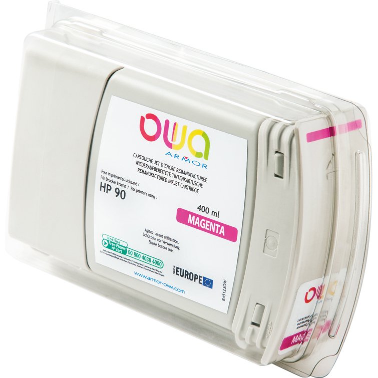 Cartouche d'encre traceur remanufacturée OWA - standard - Magenta - pour HP 90