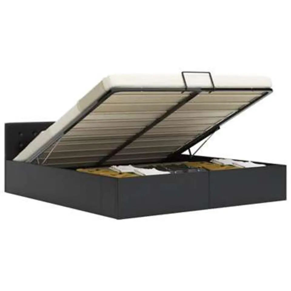 vidaXL - Tweepersoonbed met opbergruimte - Zwart - Kunstleer - 180x200 cm