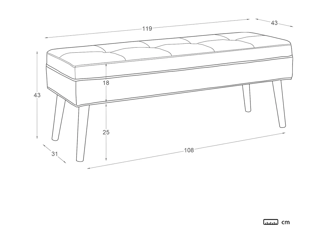 Banc en mdf Gris 119x43