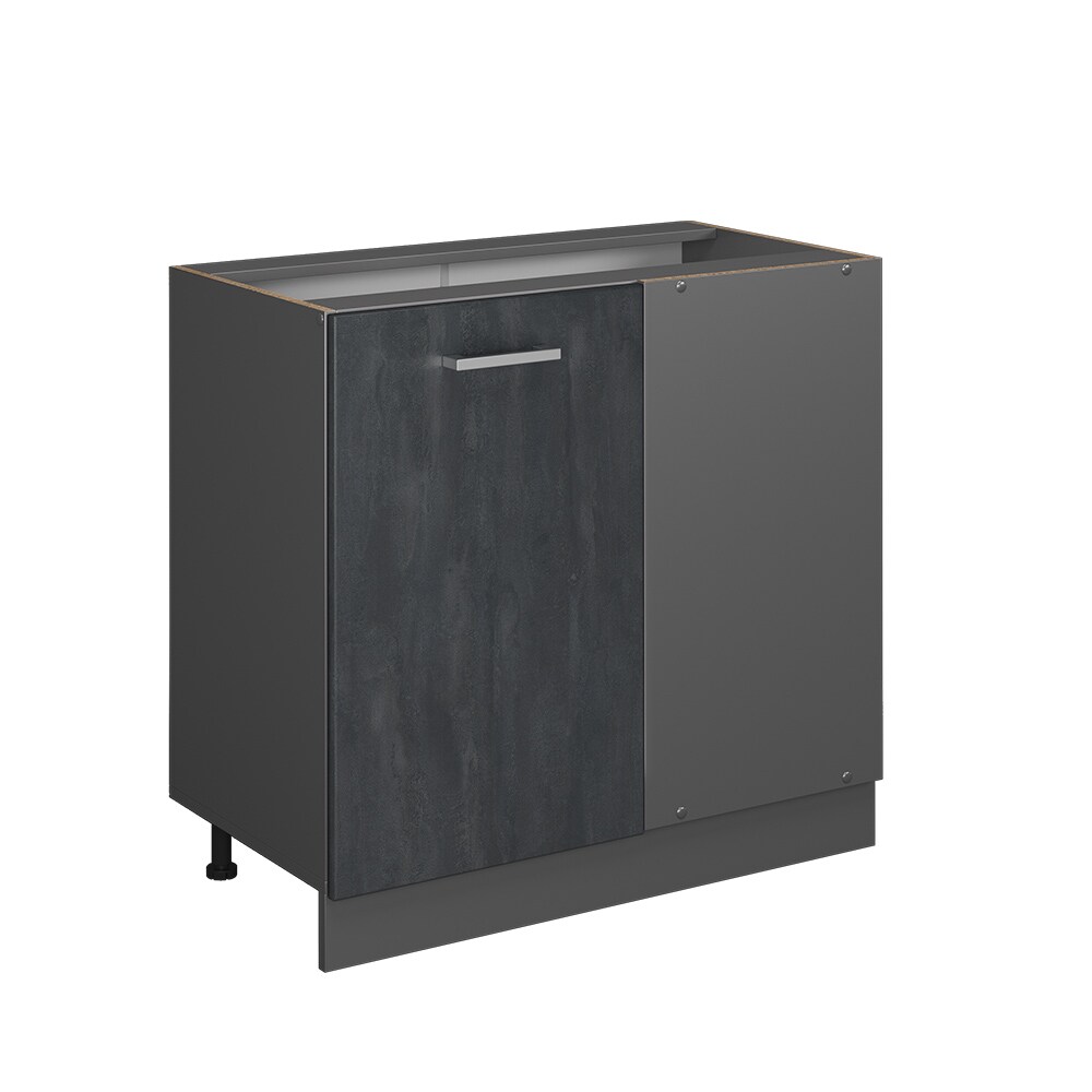 Vicco Eckunterschrank R-Line Schwarz Beton Anthrazit 86 cm ohne Arbeitsplatte