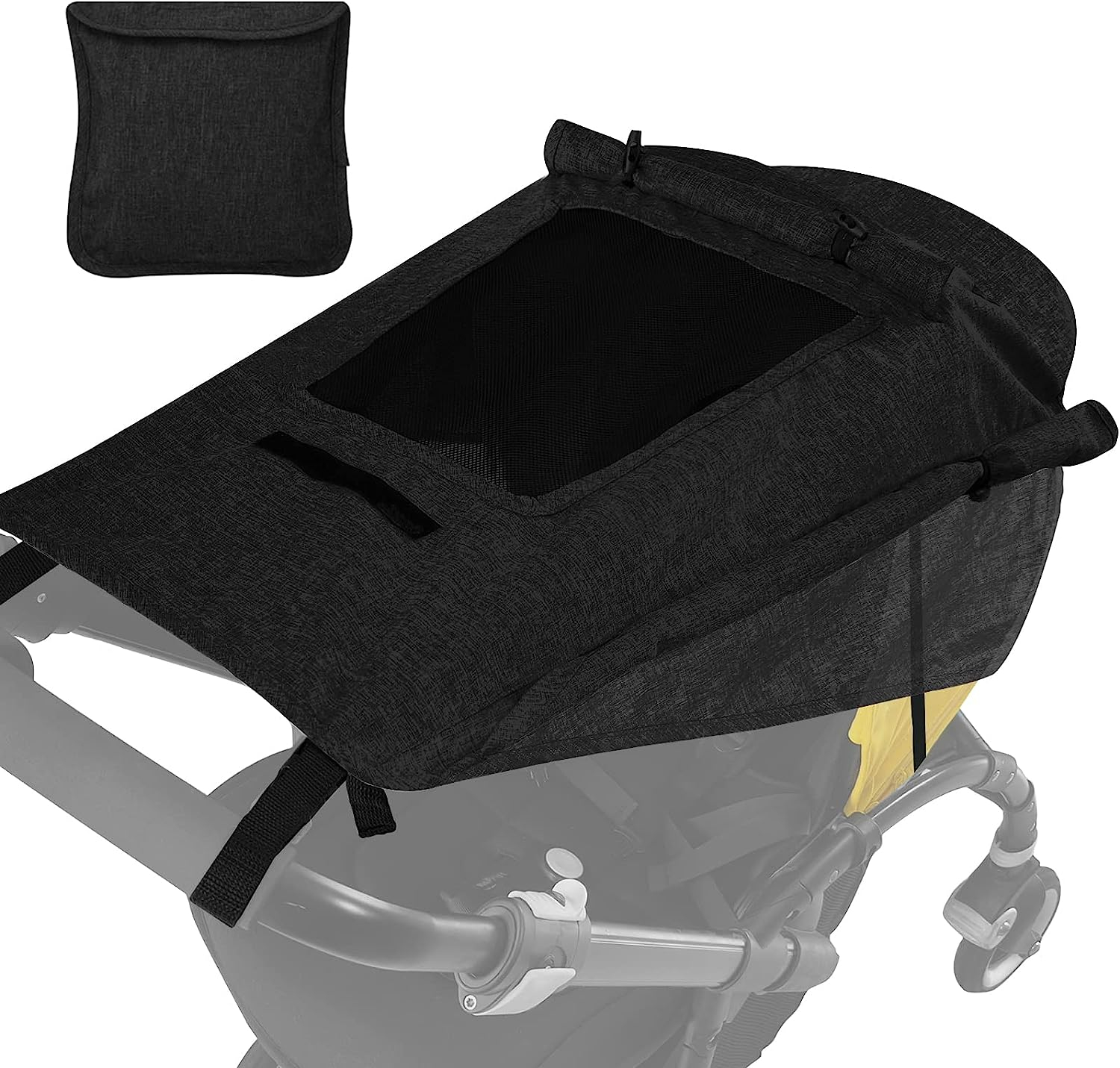 (80x60cm) Kinderwagen Sonnensegel Buggy Abdeckung Baby Sonnenschutz Schattensegel mit Sichtfenster - Schwarz