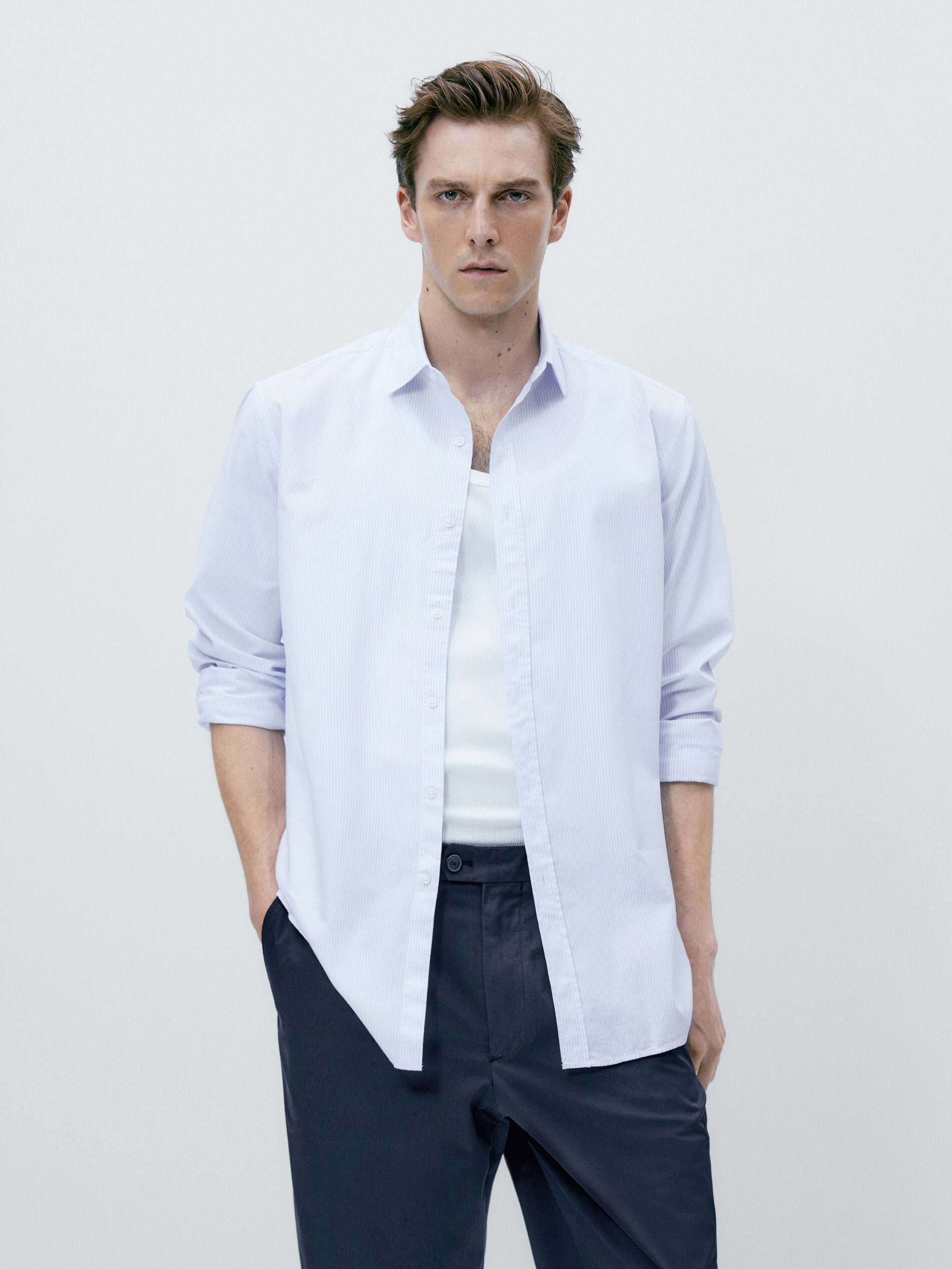 Camisa raia micro oxford slim fit - CELESTE
