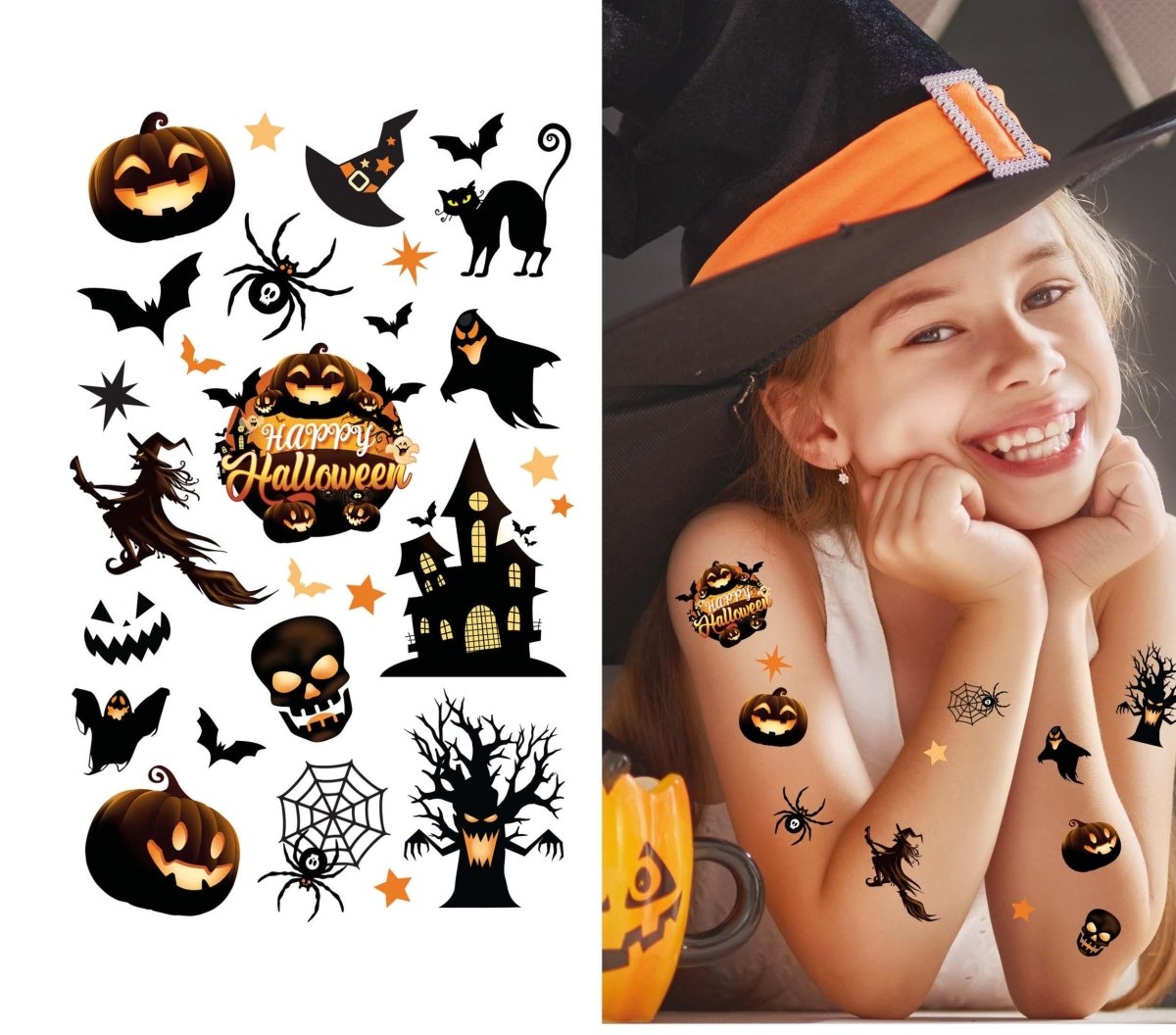 Halloween Nep Tattoos Zwart