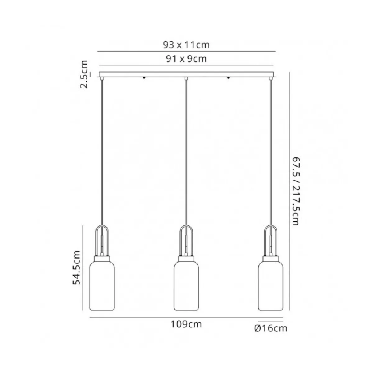 Luminaire Center Suspension 3 ampoules Cuivre