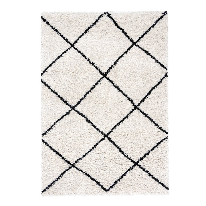 Hoogpolig vloerkleed - Sensa Lines Creme/Zwart | Extra vol!