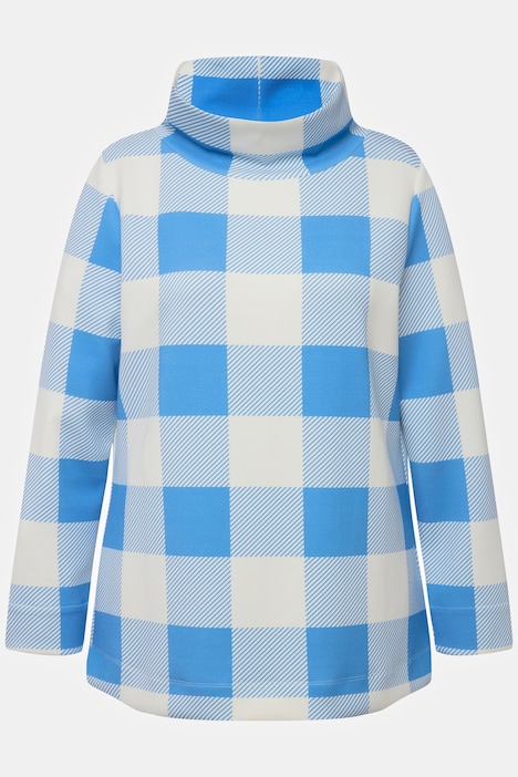 Sweatshirt, XL-Vichykaro Stehkragen, Langarm, Modalmix
