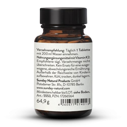 Sunday Natural Products  VITAMIN K2 TABLETTEN200µgMK7all-trans HOCHDOSIERT & VEGAN