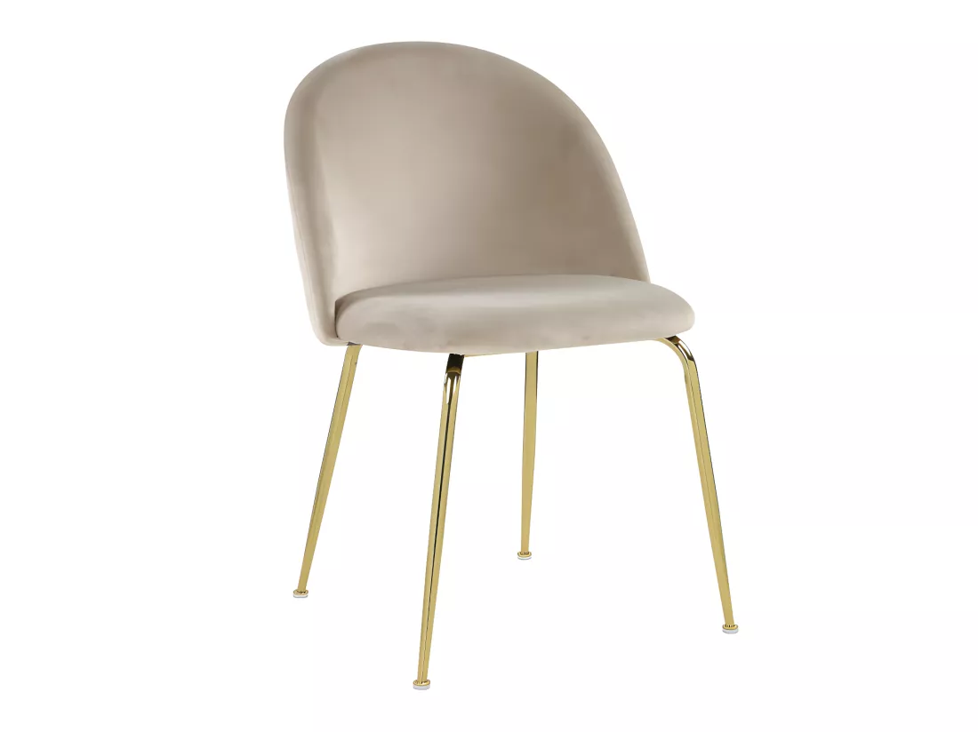 Lot de 6 chaises - Velours et acier inoxydable doré - Beige - MELBOURNE