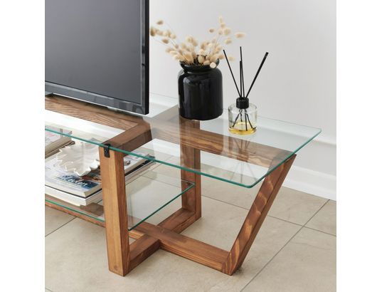 CONCEPT1 - Meuble TV Amalfi noyer 158 x 35 x h35 cm