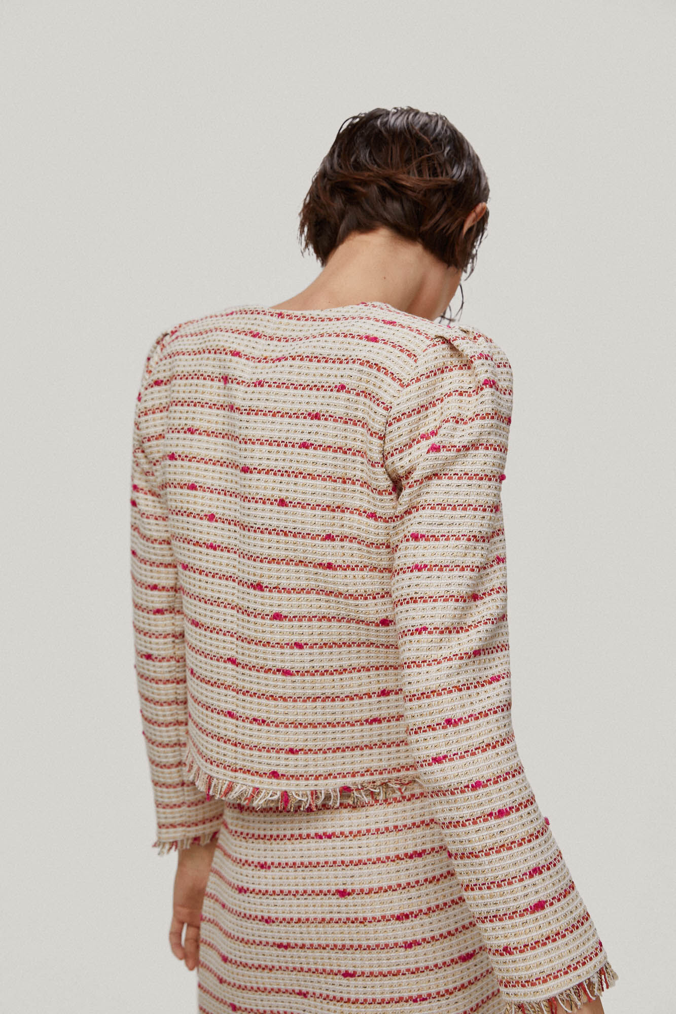 Casaco curto de tweed - marfim