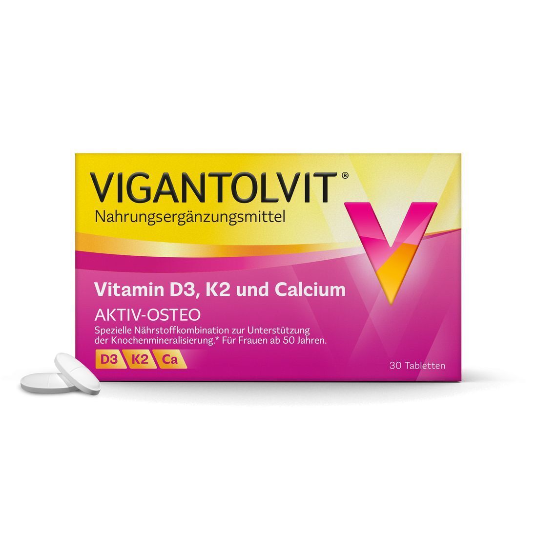 Vitamin D3 1000 I.E. VIGANTOLVIT Osteo mit K2, Kalzium für Knochen* - Jetzt 10% Rabatt mit dem Code vigantolvit10 sparen*