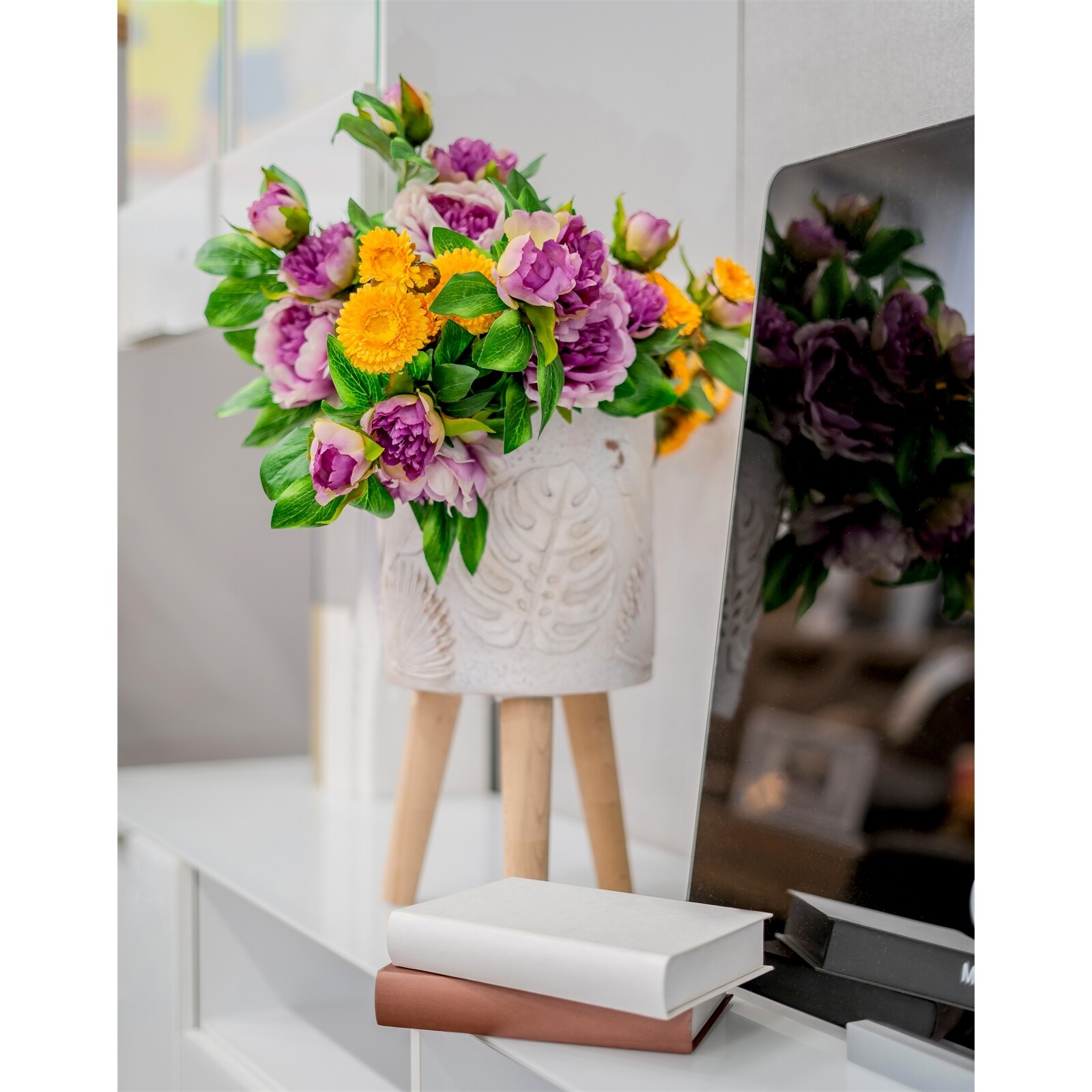 HTI-Living Kunstblume Gelbe Margerite Flora