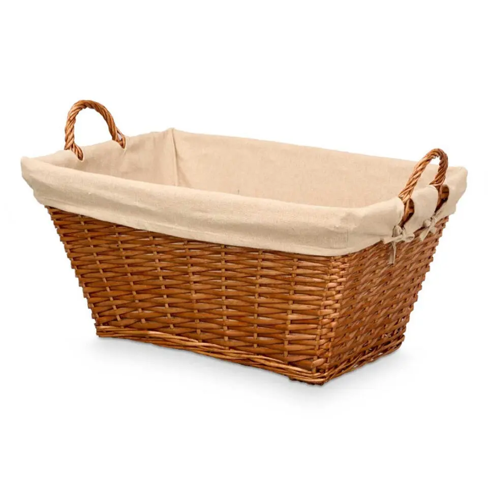 Rieten opberg mand - gevlochten riet - bruin - 65 x 43 x 35 cm