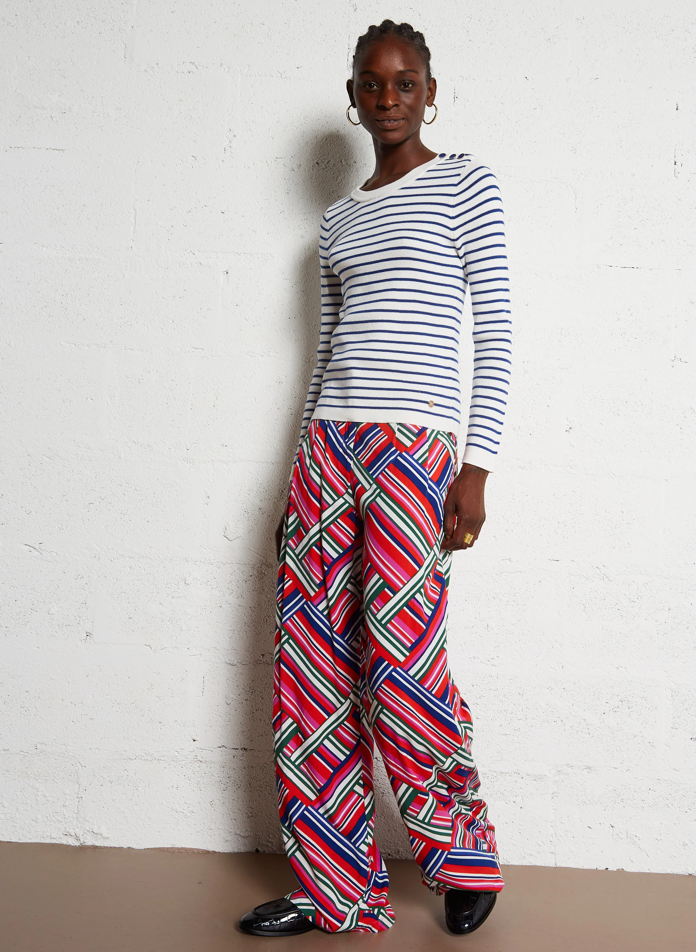 POZO - Pantalon droit imprimé | Multicolore