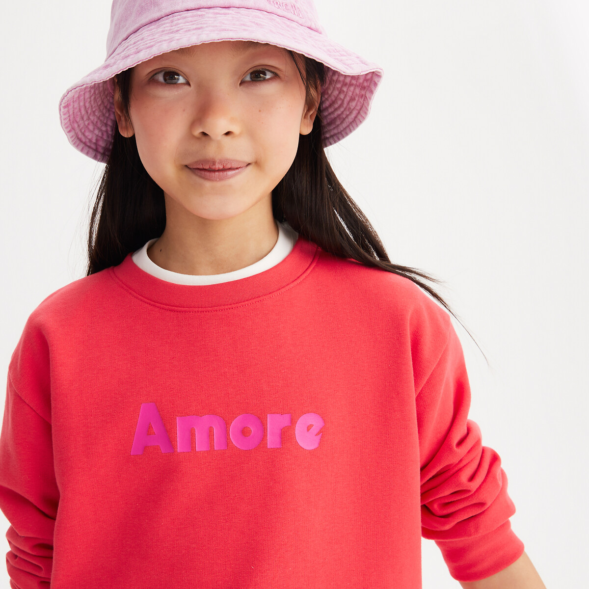 COLEÇÕES LA REDOUTE<br>Suéter de gola redonda Ferret em fleece, com a estampa Amore