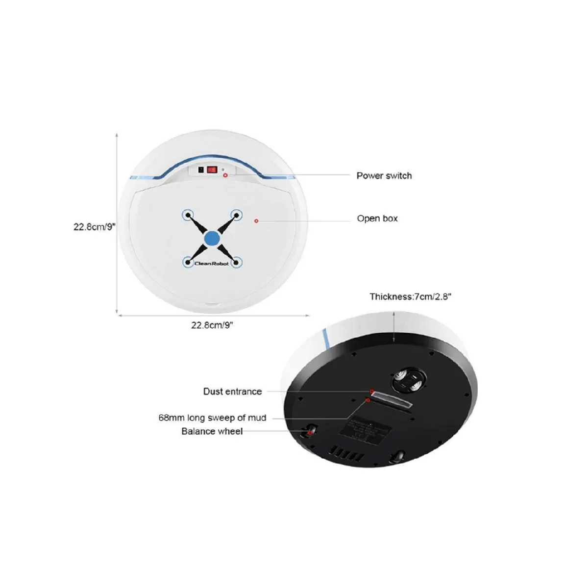 YP Select Machine de nettoyage sous vide de robot de balayage de charge entièrement intelligente Noir