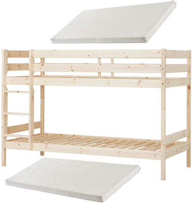 Hoppekids ECO Comfort Køyeseng med 2 stk ECO Dream Madrasser 90x200, Tre