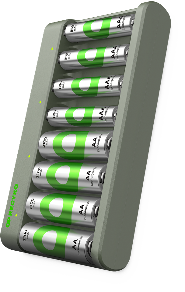 GP - ReCyko Econ Battery Charger, E821 (USB), incl. 4 x AA 2100 mAh + 4 x AAA 850 mAh Batteries