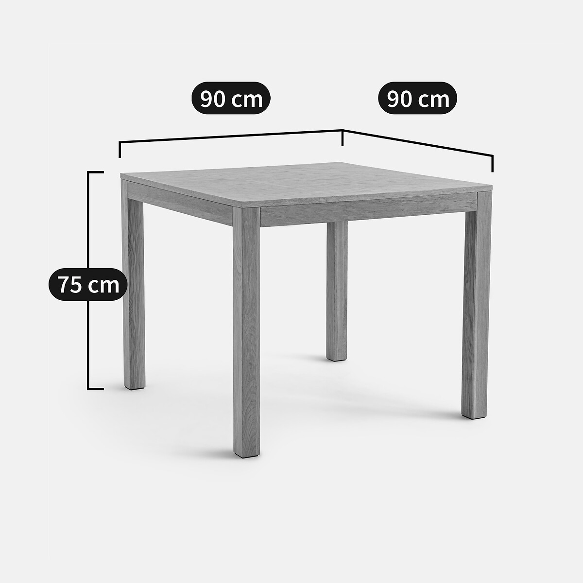 LA REDOUTE INTERIEURS<br>Mesa quadrada de carvalho, cantos retos, Nusso