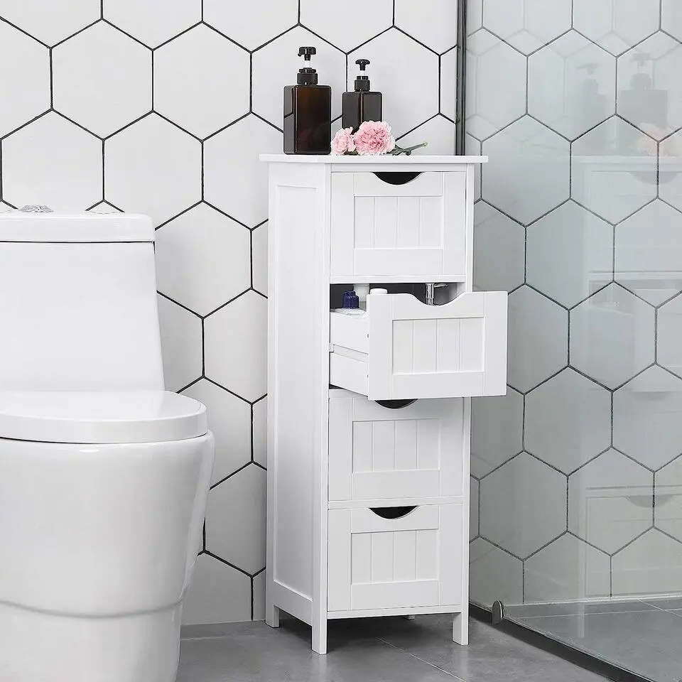 Bobbel Home - Smalle Ladekast - 4 Lades - Hout - Wit