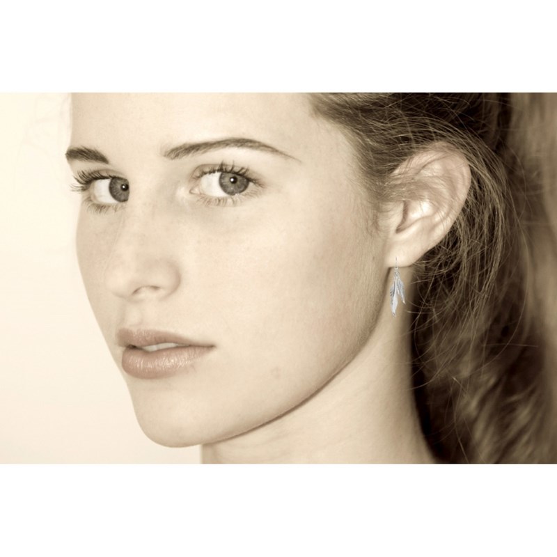 Parure Plumes Argent Collier et Boucles d'Oreilles