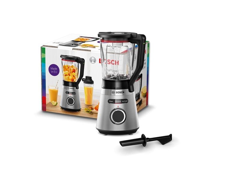 Bosch Standmixer MMB6382M Schwarz/Silber Kraftvoller Mixer mit ThermoSafe Glasbehälter und Sicherheitsdeckel