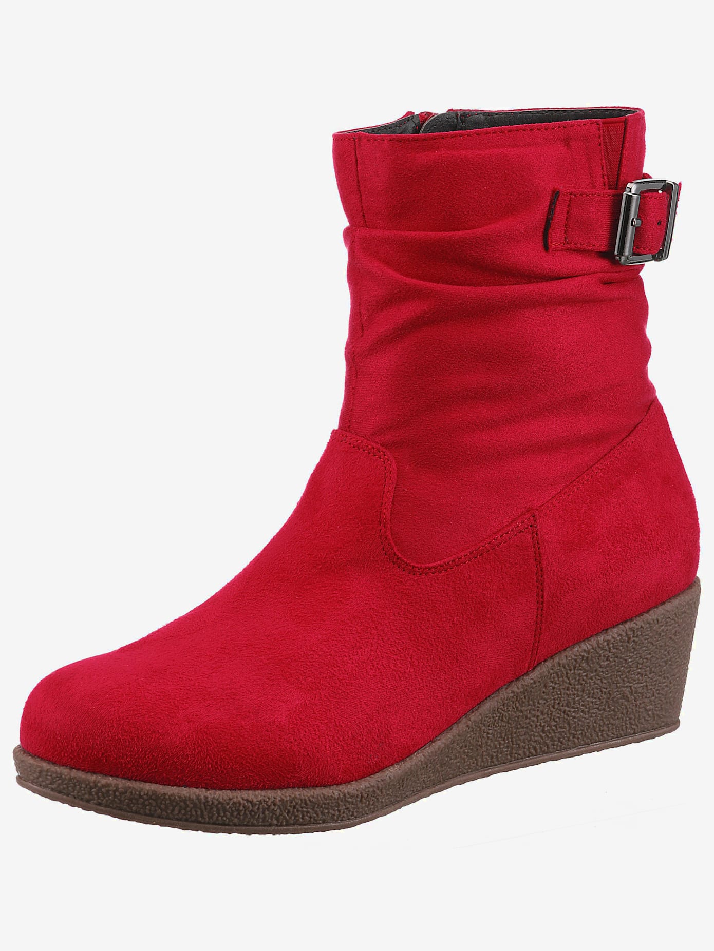 Bottines compensées classiques, textile doux, imitation cuir velours