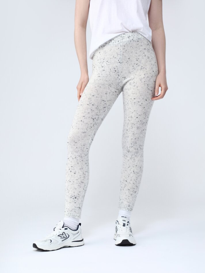 Calça legging de malha - Cinza mesclado