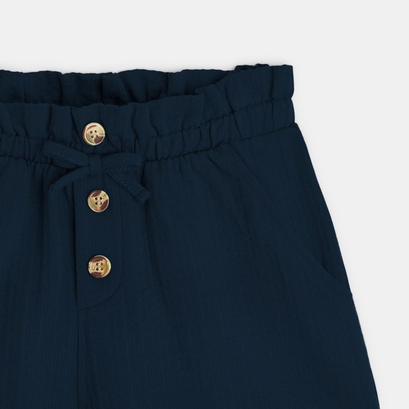 Short taille haute uni bleu fille