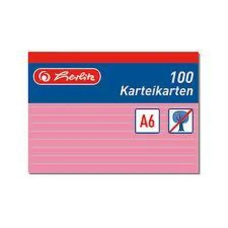 Herlitz Karteikarten, DIN A6, liniert, rot